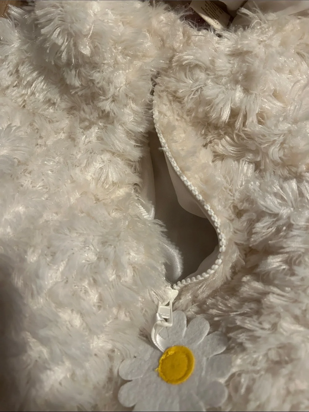 Plush White Lamb Cat Costume Hooded Pet Outfit 12/18 mnths